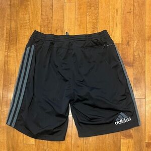 adidas Men's Black Athletic Shorts with Gray Stripes and Logo